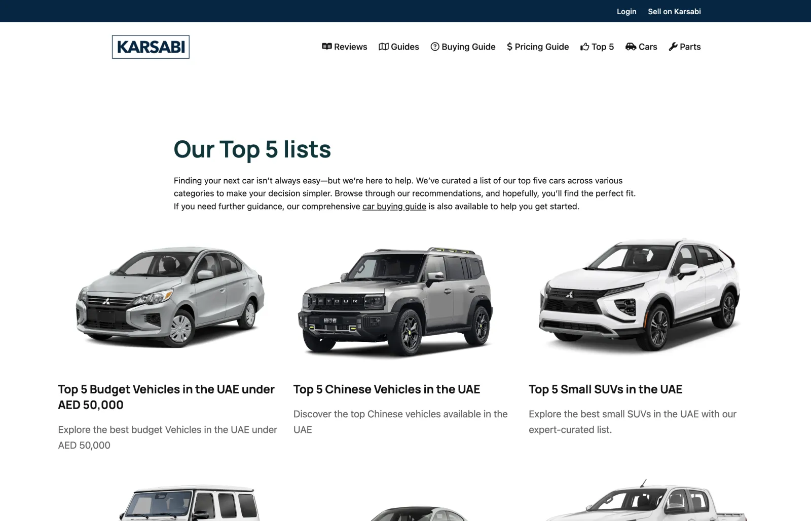 Karsabi website, screen 3